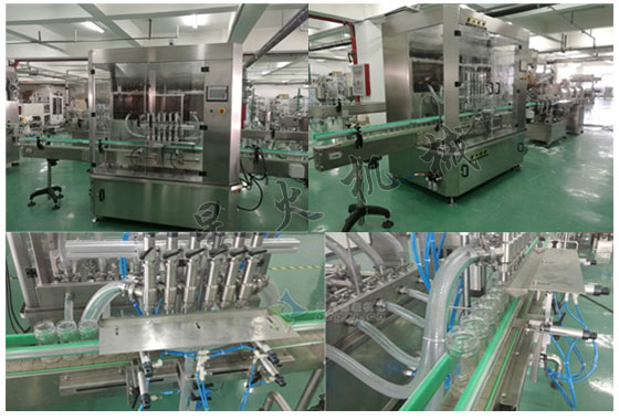 星火廠房六頭辣椒醬灌裝機樣機及細節展示